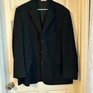 Pronto Uomo Blazer Men Size 50 Tall Black 100% Worsted Wool Vented Suit Jacket